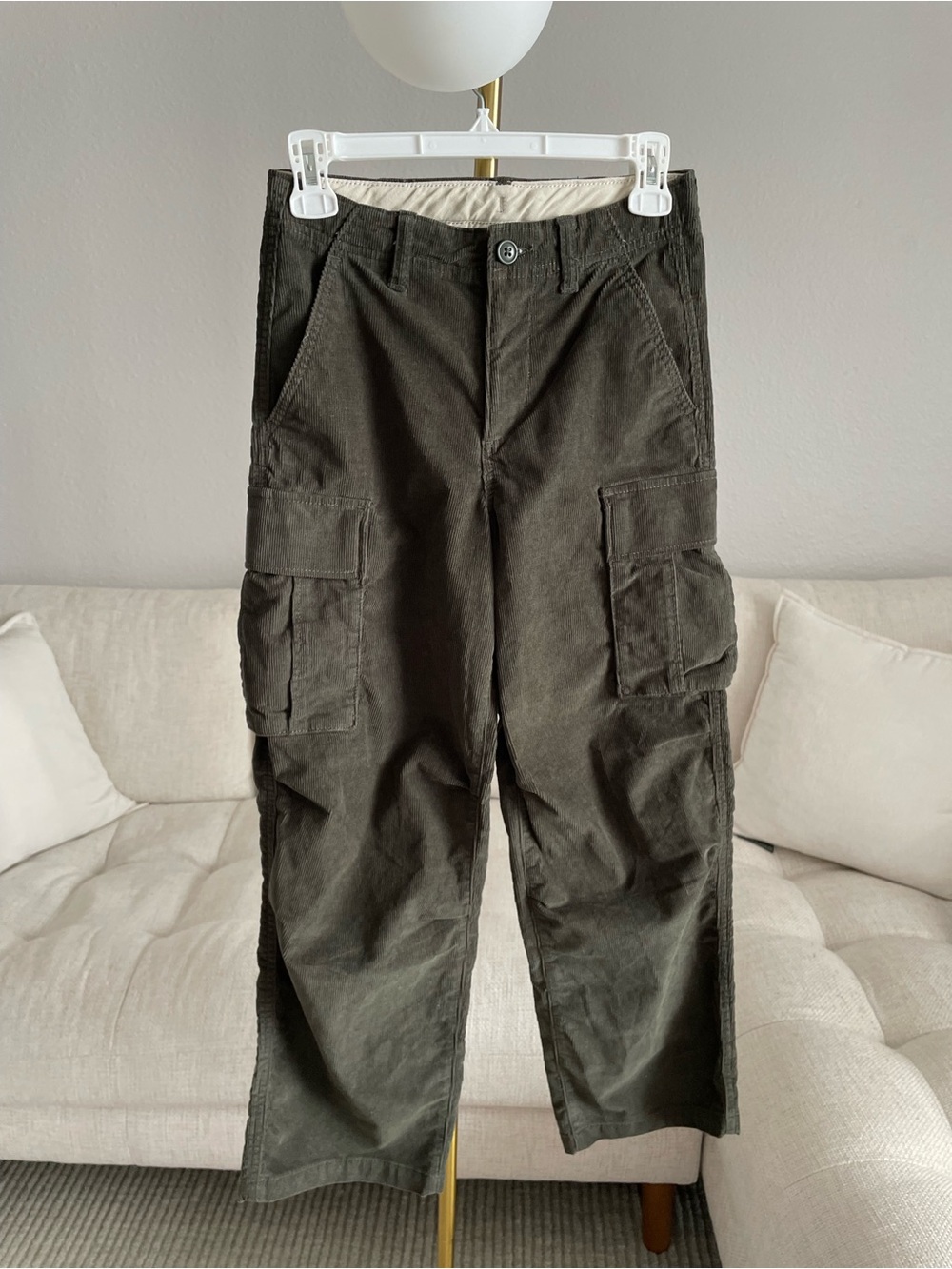 Gap Baggy Mid-Rise Corduroy Cargo Pants Evergreen Khaki
